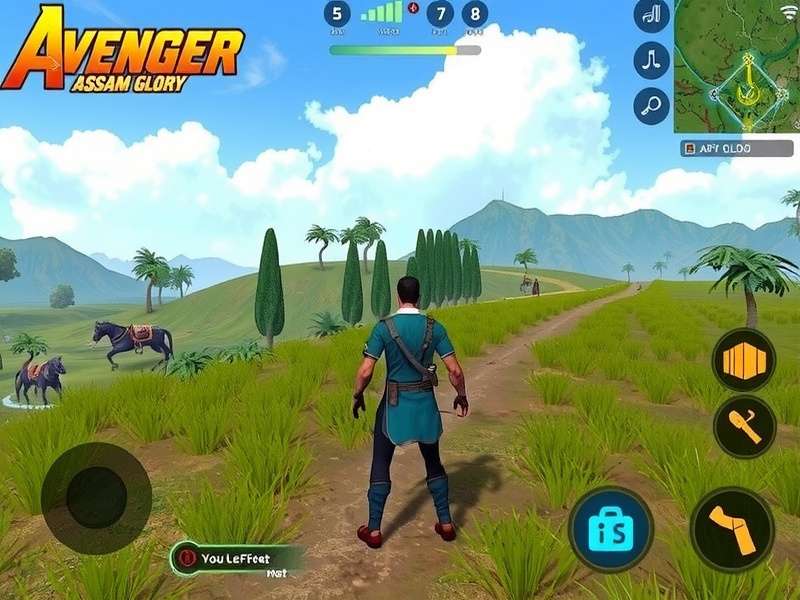 Avenger Assam Glory gameplay screenshot showing character in Assamese landscape